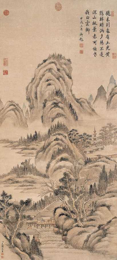 允禧 深山白云图 立轴